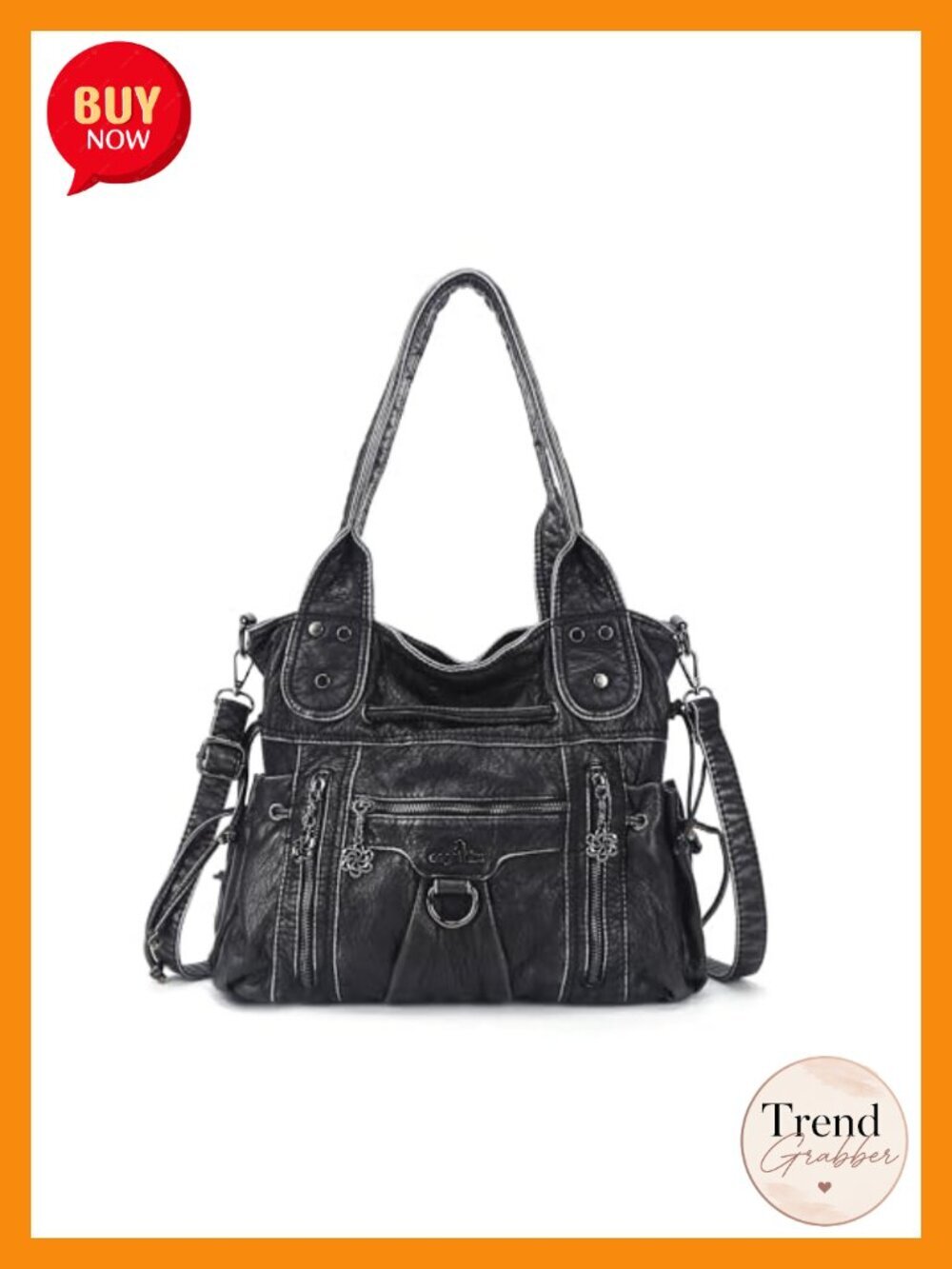 Women's Faux Leather Hobo Bag Tote with Crossbody Strap Multi Pockets